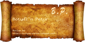 Botyán Petur névjegykártya